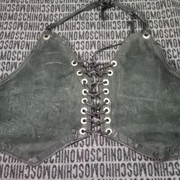 Custom rock n roll lynrd skynyrd Patches Leather Halter Vest Xsmall Small